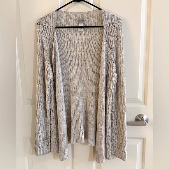 Chicos silver/grey Women’s  Cardigan Sweater  
Chico’s size 3 US 14-16 - Picture 7 of 8